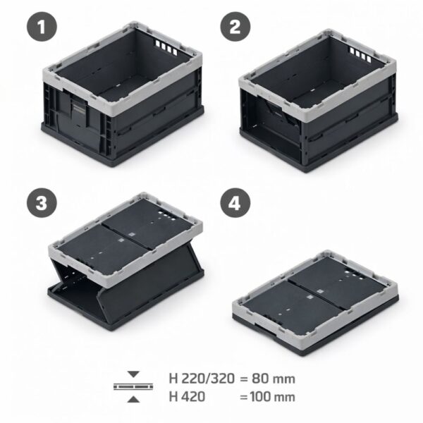 Etape de pliages du bac pliable FLEX Etape de pliages du bac pliable FLEX