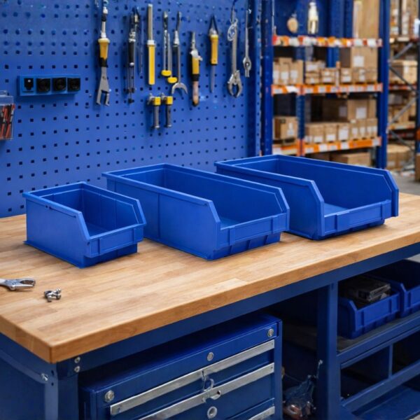 Bacs à bec bleu sur atelier d'entrepot Bacs à bec bleu sur atelier d'entrepot